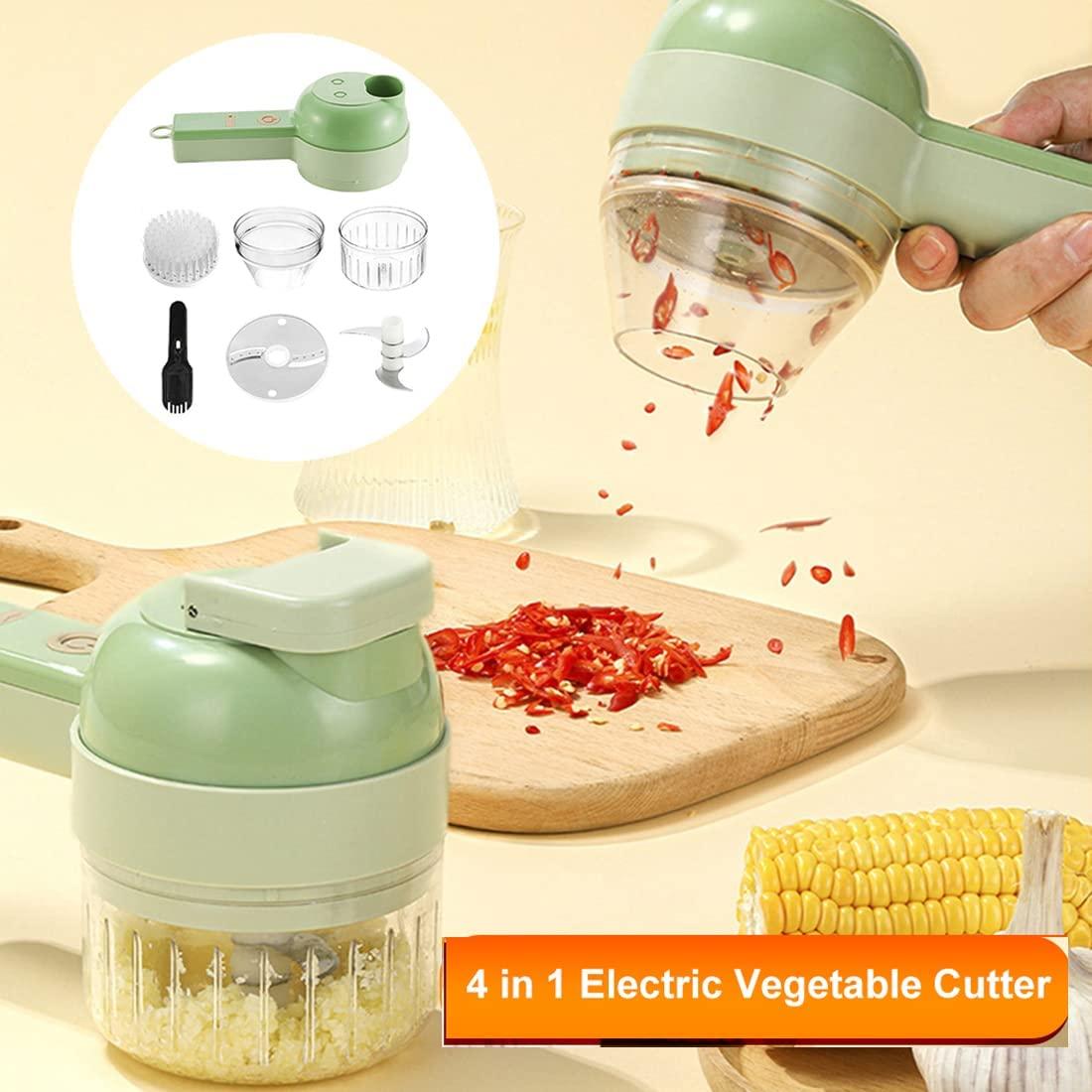 4 in 1 Portable Electric Vegetable Cutter Set – USB Rechargeable Mini Chopper, Slicer & Grinder for Kitchen